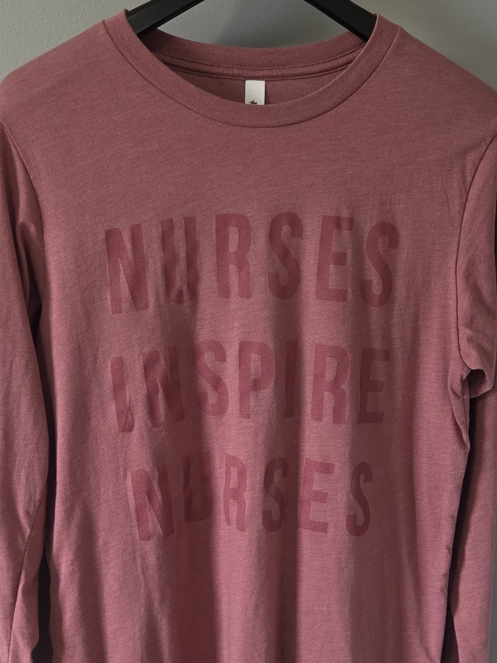 Long Sleeve 'Nurses Inspire Nurses' Tee - Mauve Pink M